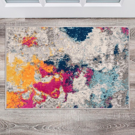 World Rug Gallery Sky Collection Modern Abstract Area Rug 2'x3' Multi 232MULTI2X3